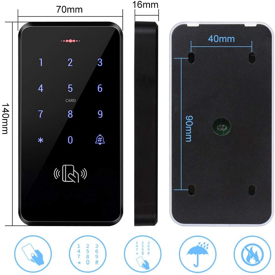 IP68 étanche Contrôle d'accès Clavier Extérieur RFID Clavier Contrôleur d'accès WG26 / 34 écran Tactile + 75 pcs Porte-clés - 2