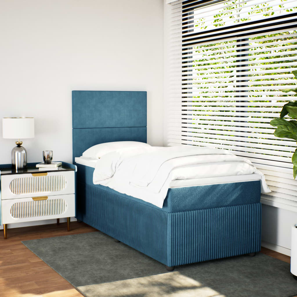 Sommier à lattes de lit avec matelas Bleu foncé 100x200 cm — COMFORTXL - 2