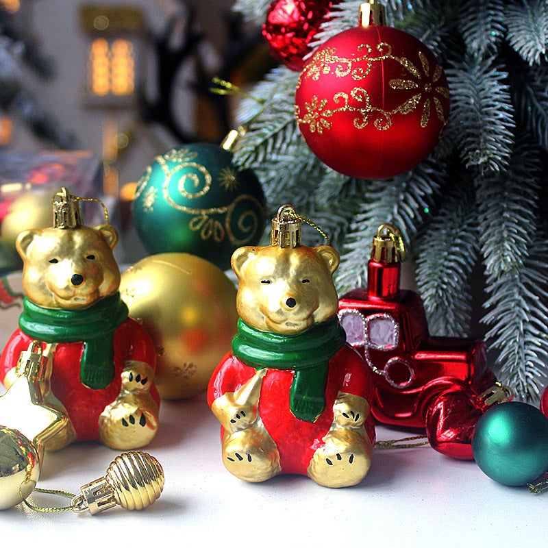 Adorno navideño de oso - Adorno navideño rojo y verde irrompible para árbol de Navidad - Juego de decoración para árbol de Navidad 2025 - 5