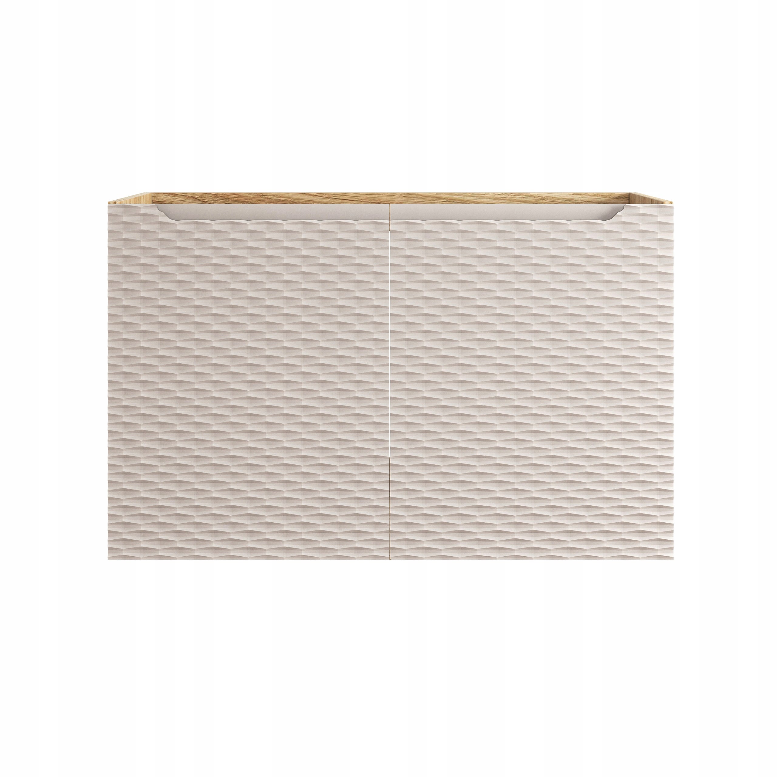 Szafka łazienkowa OCEAN 90 cm beżowa dąb olejowany front 3D MDF wisząca - 6