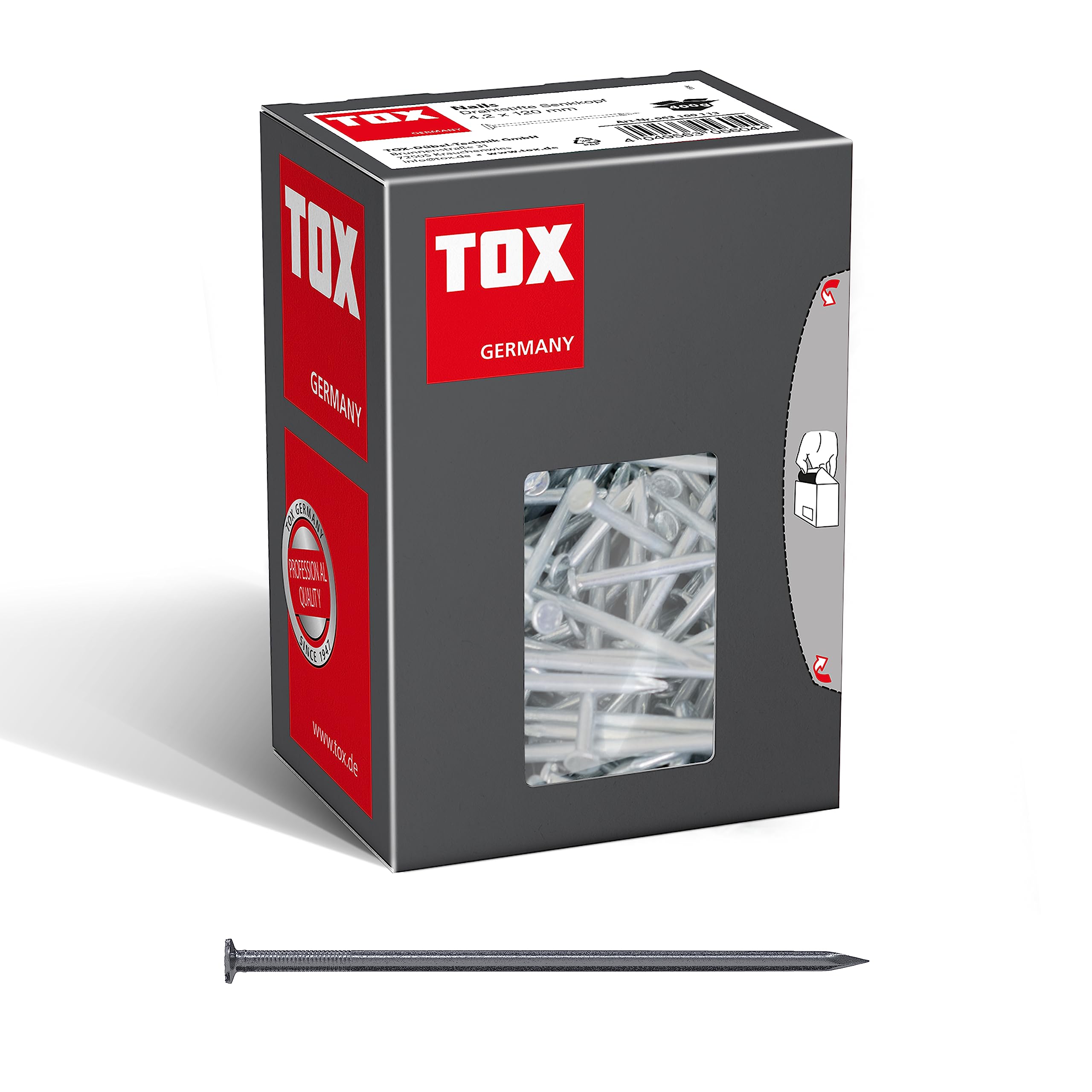 Chiodi A Filo TOX 4.2x120mm - Testa Svasata Per Legno - Confezione 400g - Acciaio Lucido - Foto 10
