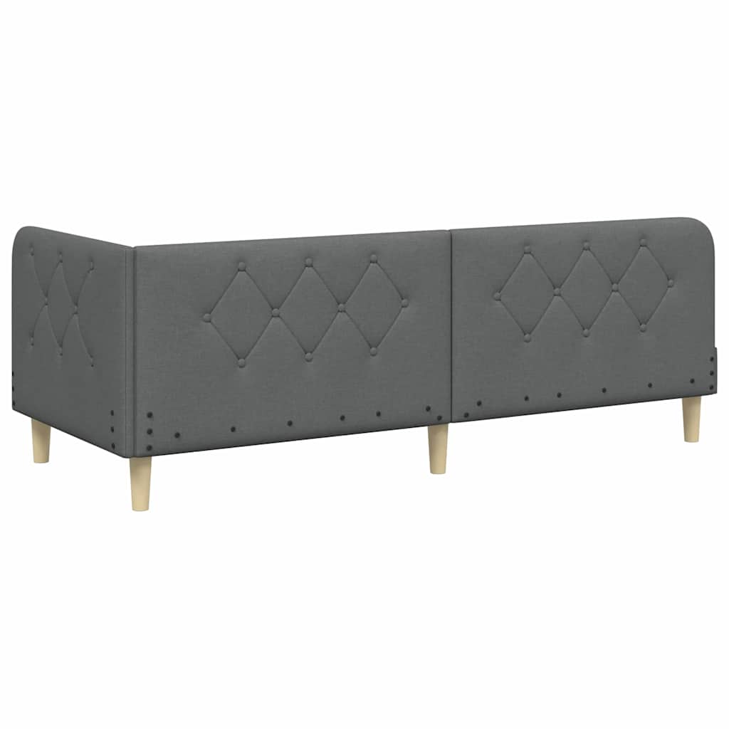 Cadre de lit d'angle gris foncé 80 x 200 cm tissu - 9
