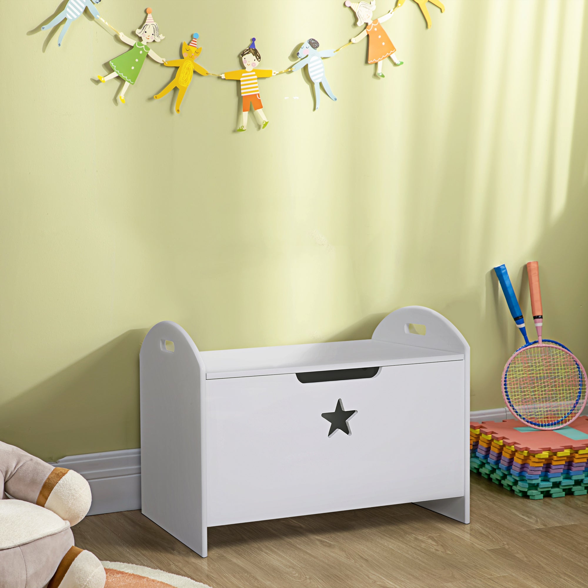 Baule Giocattoli Bambini Cassapanca Portagiochi In Legno Per Bambini - Baule Con Coperchio Soft Close, Design Sicuro Per Cameretta Cassapanca Contenitore Da Esterno - 13