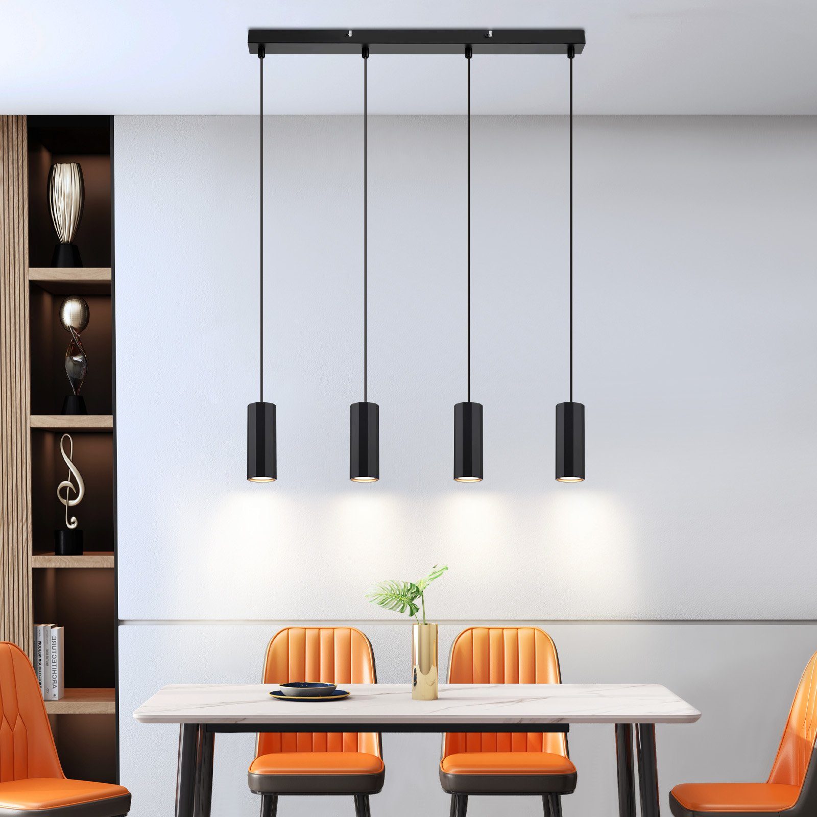 Depuley Lampada A Sospensione A LED Nero/oro - Stile Vintage Industriale In Metallo E Legno, Max 60W