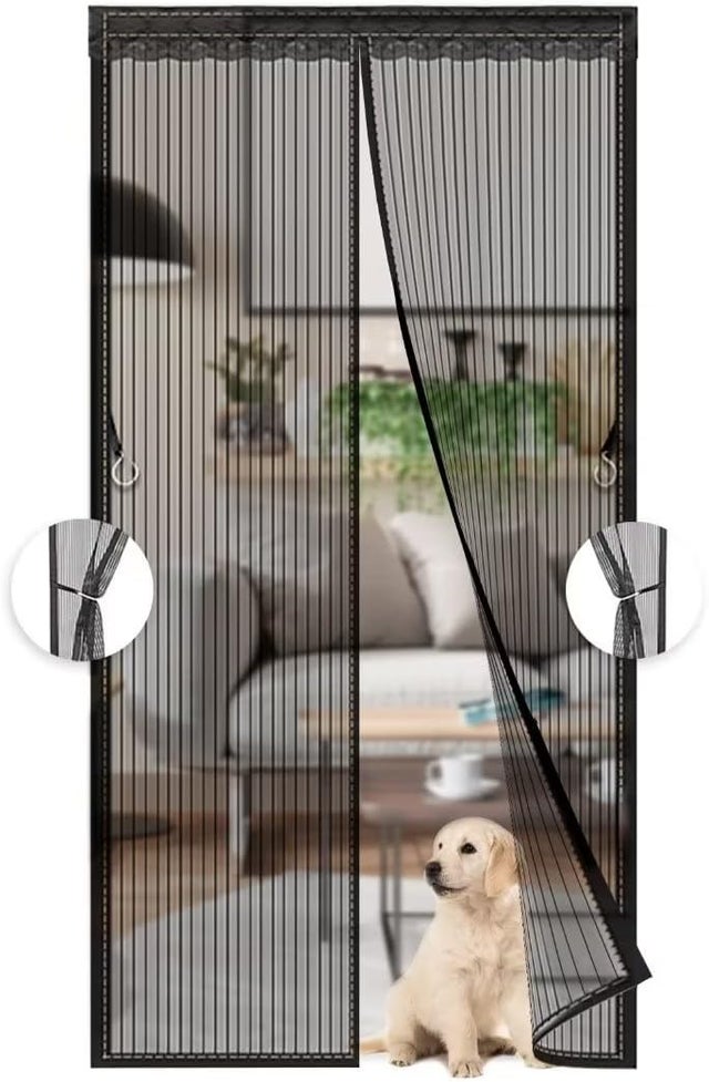 Porta a zanzariera magnetica nera, tenda a rete, porta completamente chiusa, adatta per balcone, facile da installare, 80x200 cm