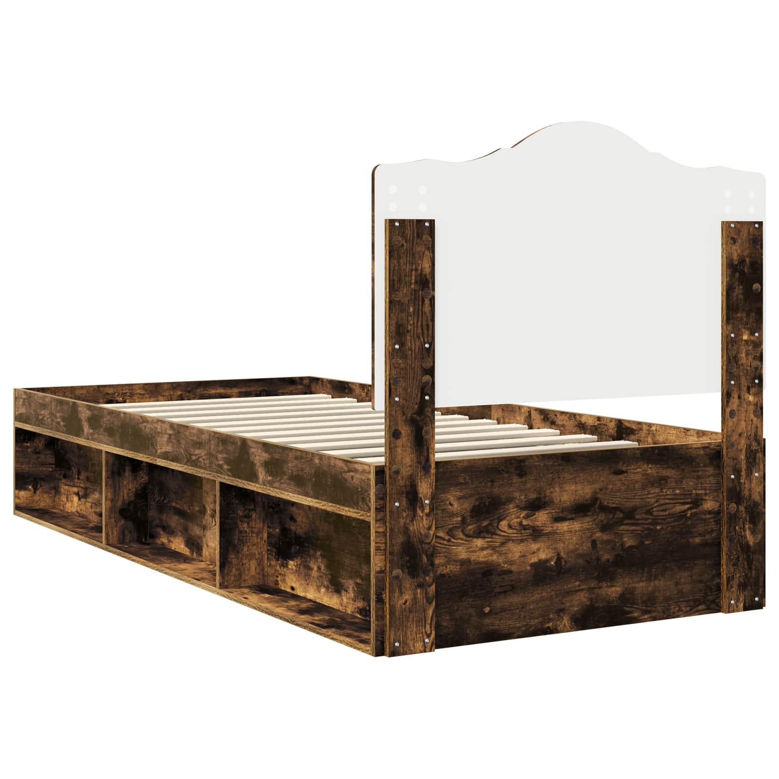 Cadre de lit avec tête de lit chêne fumé 75 x 190 cm en pin massif - 9