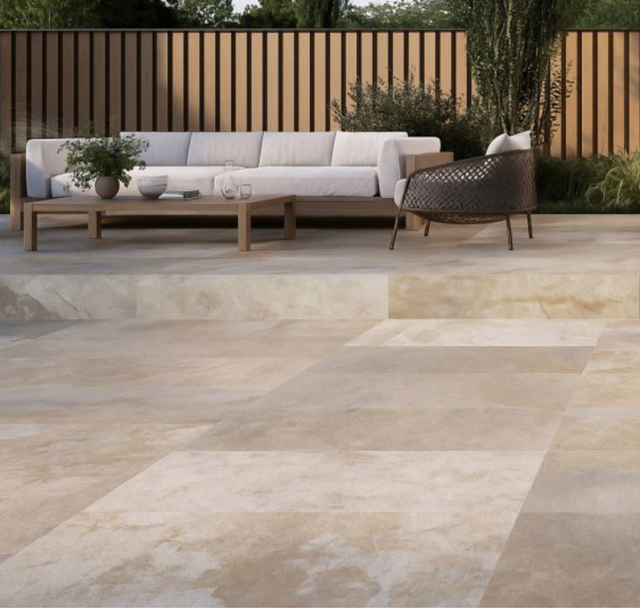 Carrelage sol extérieur effet pierre de bali Krabi beige R11 30x60 cm - Réflex Boutique