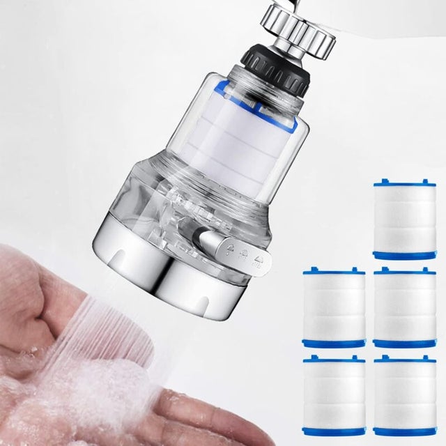 Filtre à Eau du Robinet, Filtre à Robinet Rotatif à 360°, Purificateur d'eau de Robinet de Cuisine et Salle de Bains, 3 Modes de Fonctionnement