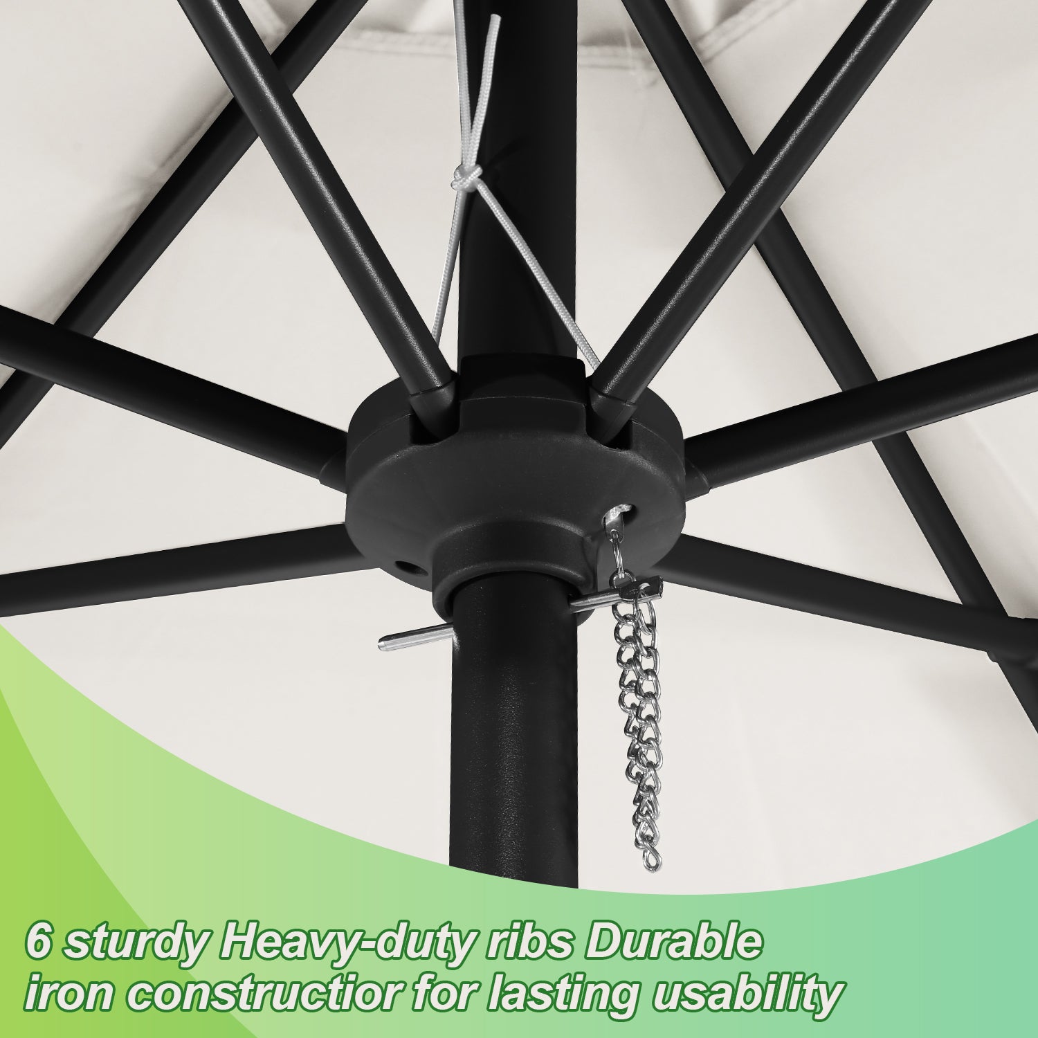 Parasol Droit jardin Protection UV, résistants et imperméables pour terrasse et balcon Ø350cm Beige - 4