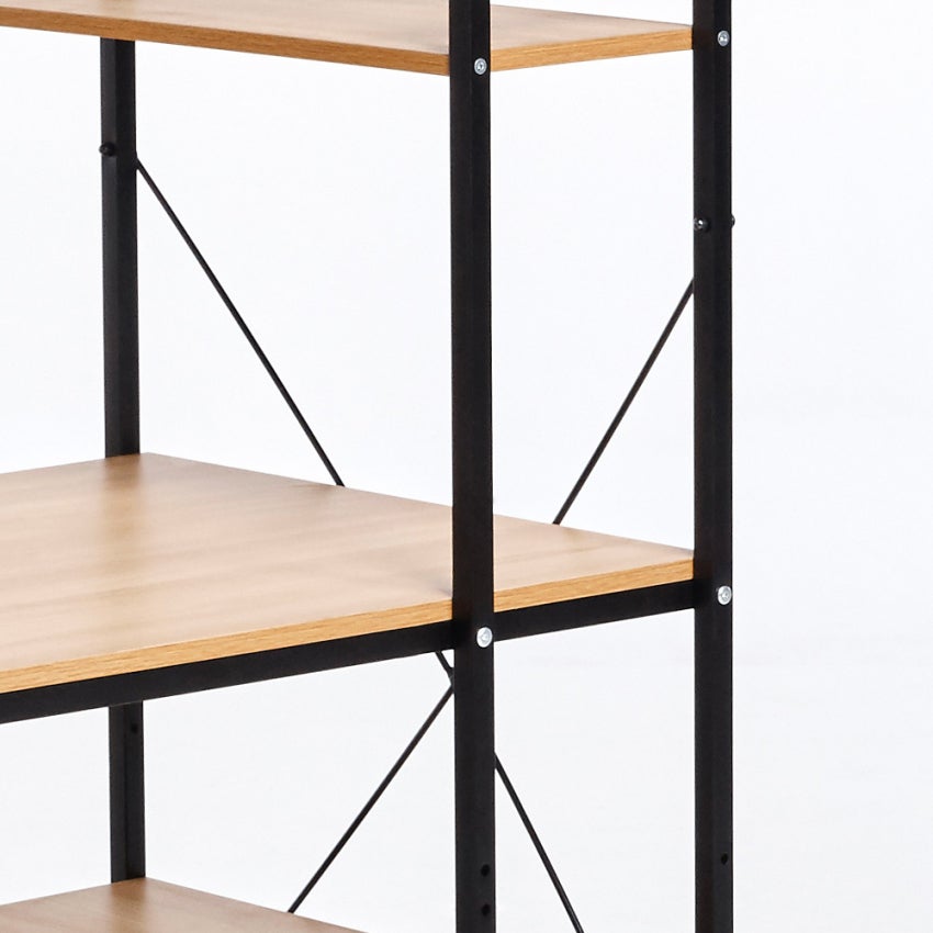 Bureau industriel 120x60 en métal et acier avec étagères design minimaliste Empire - 4