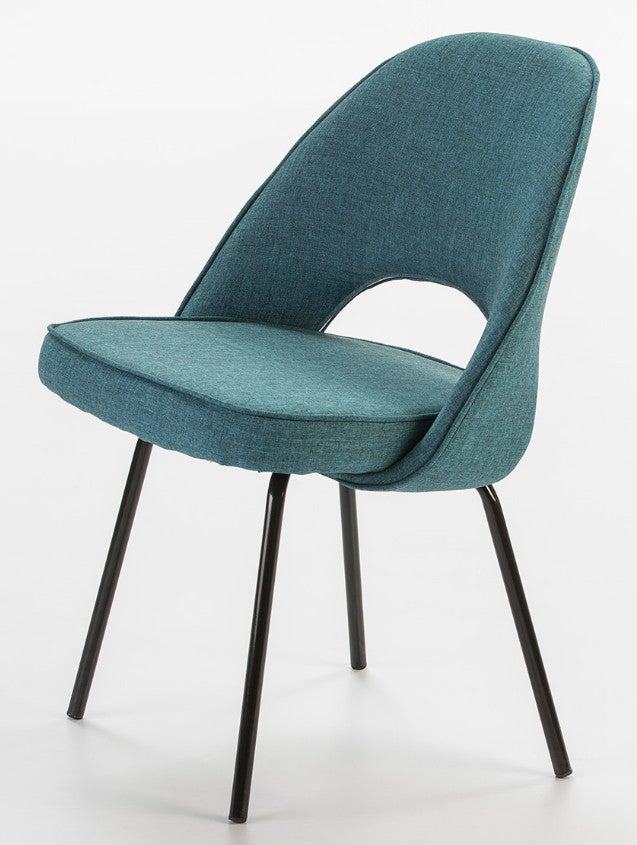 Chaise tissu bleu et pieds métal noir Rudy - 2