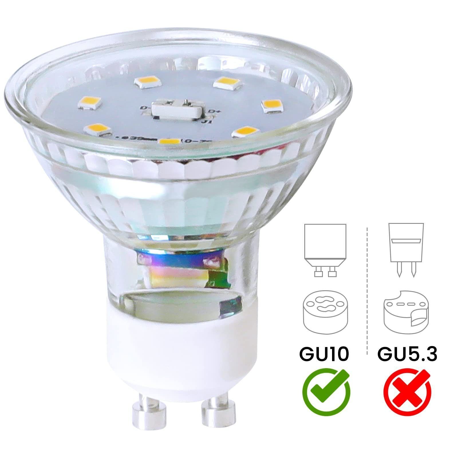NETTLIFE Lot de 10 ampoule LED GU10 blanc chaud 5W remplace 50W, économie d'énergie 3000K angle de faisceau 110° non dimmable réflecteur incandescent - 6