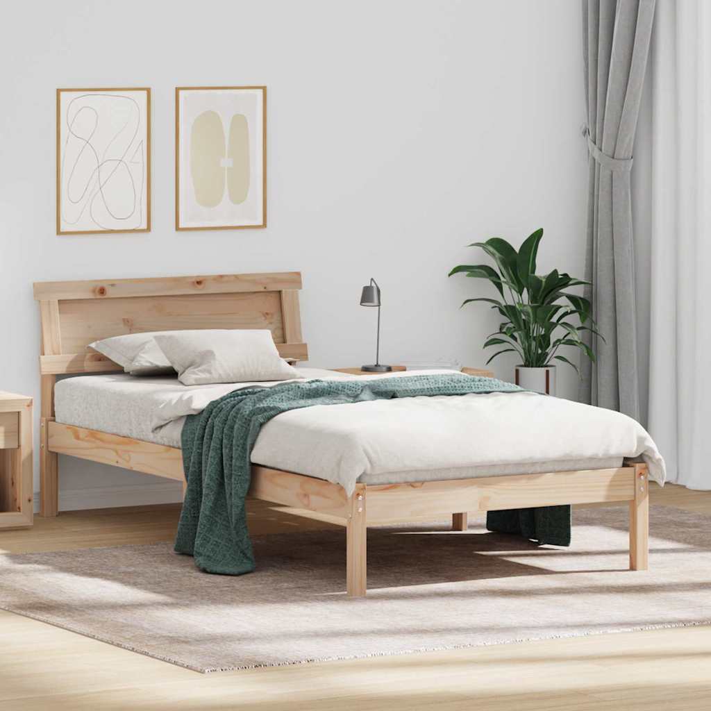 Ramka łóżka Brązowy 90 x 200 cm Lite drewno sosnowe vidaXL
