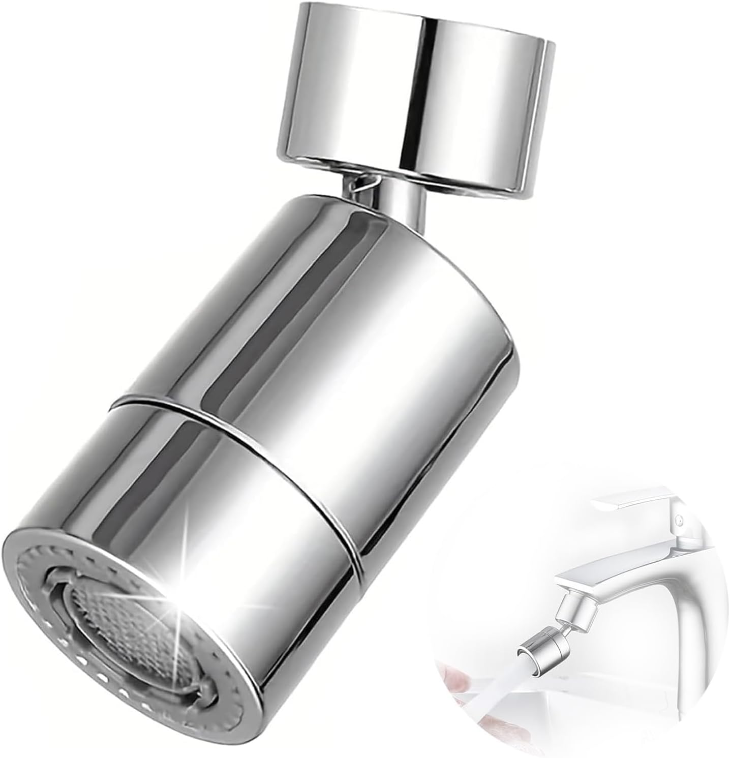 Robinet rotativ la 360° - Regulator de pulverizare din oțel inoxidabil - Filtru ABS - Economisitor de apă - Pentru familii