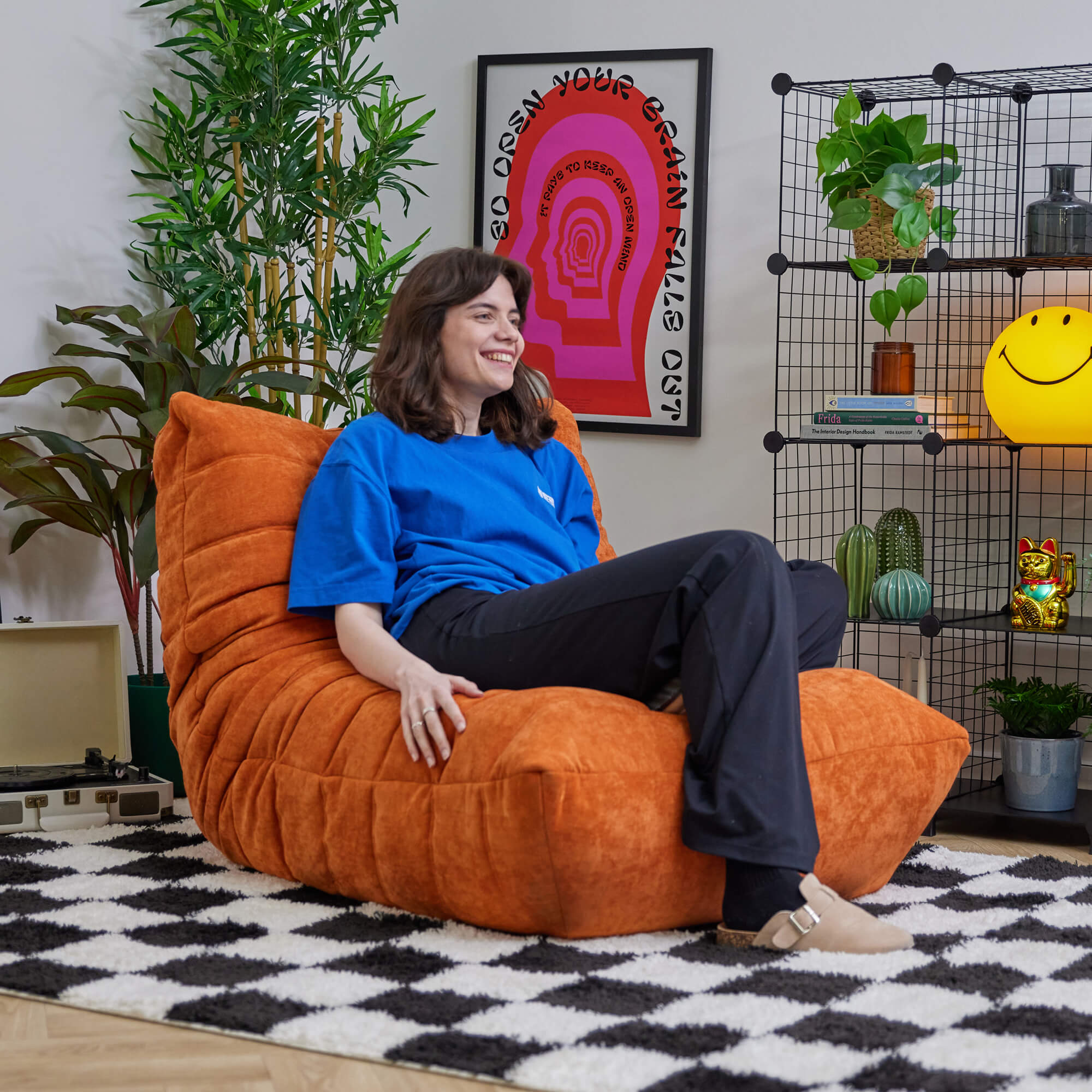 Pouf chauffeuse Icon en tissu chenille garni de mousse extensible orange Oeko-Tex® - 8