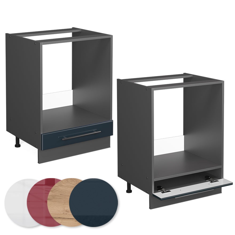 Vicco Meuble pour four Fame-Line, Bleu foncé brillant, 60cm sans PT - 5