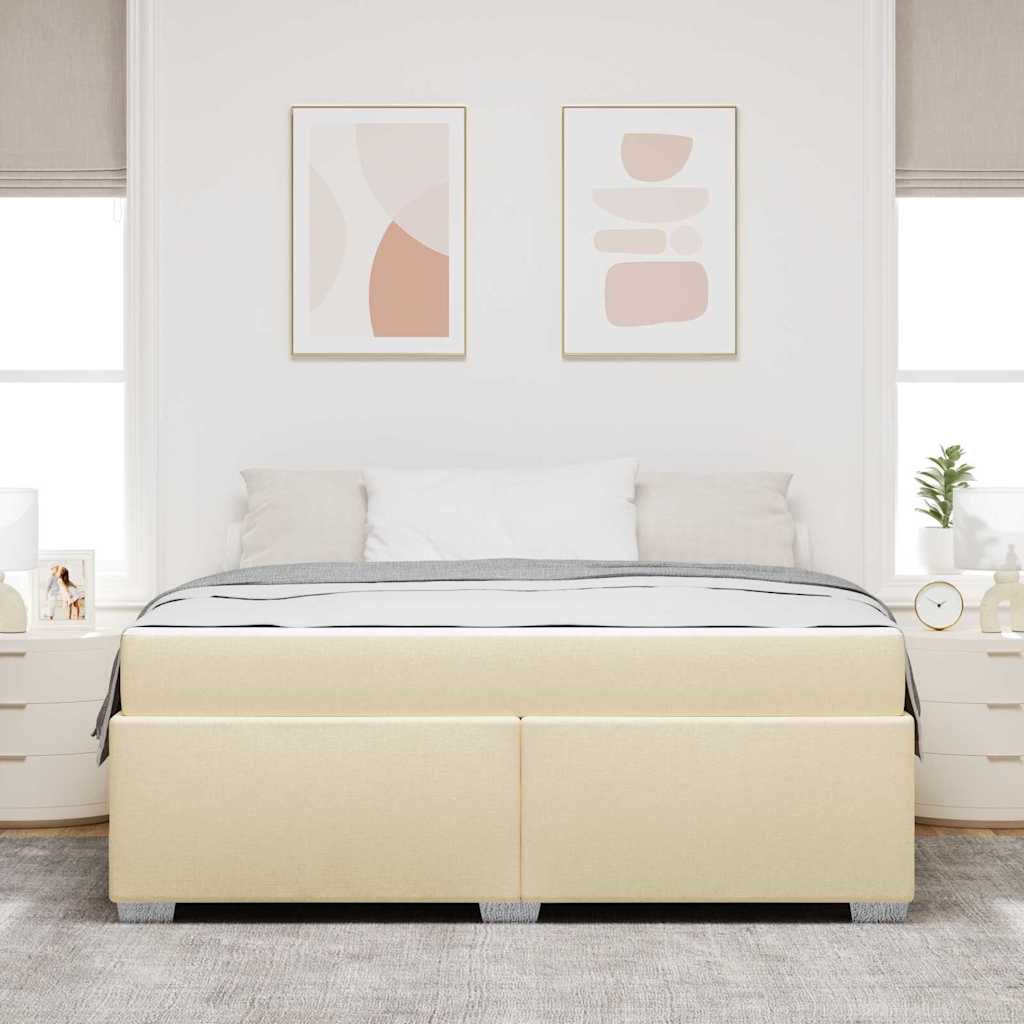 Cadre de lit avec matelas en tissu crème pour la chambre, 180 × 200 cm - 3