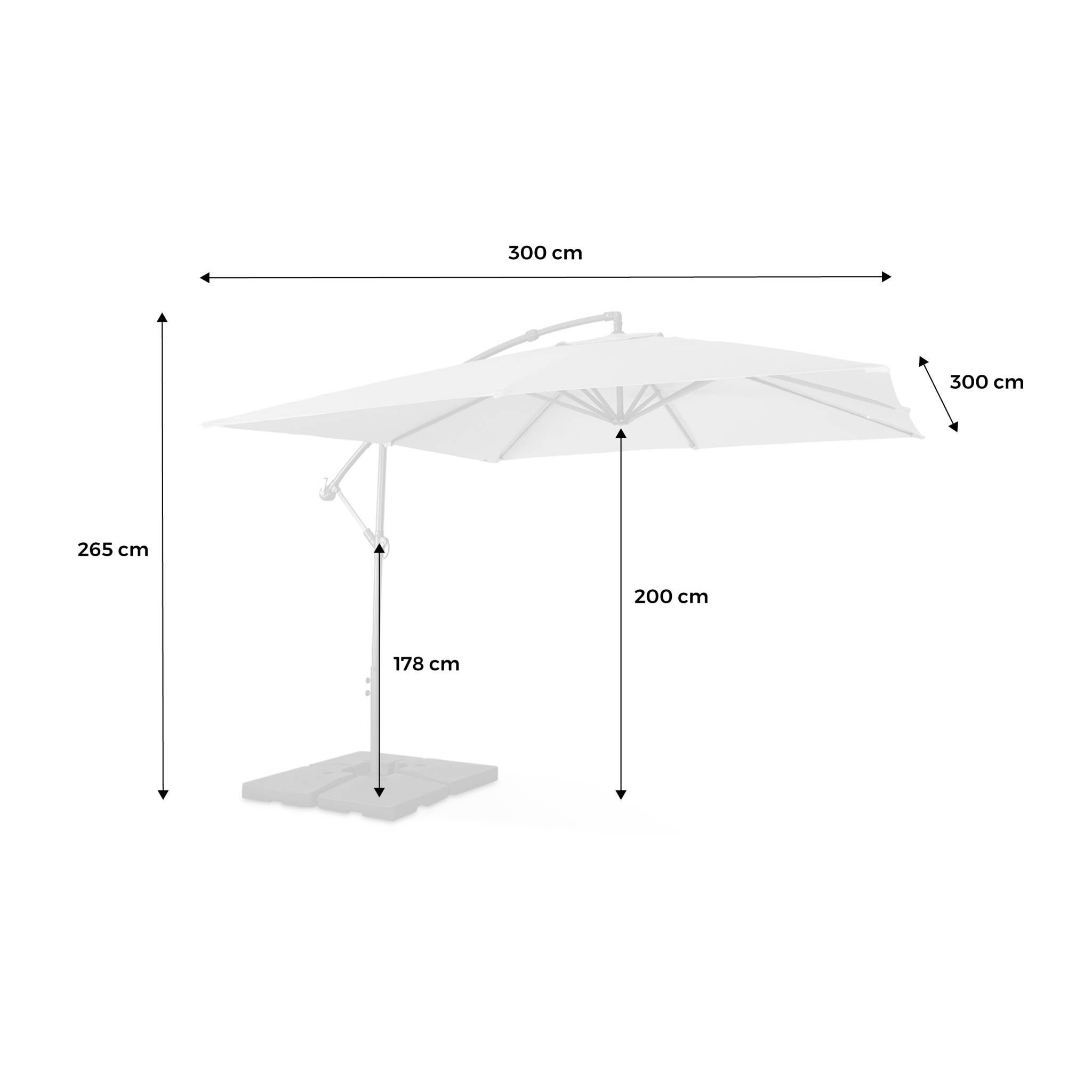 3x3m guarda-sol quadrado offset, Hardelot, Cinza, 300x295x250 cm - 7
