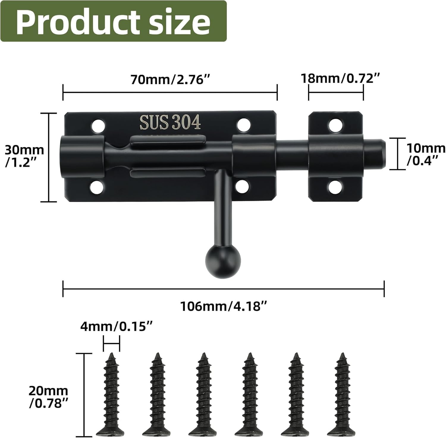 Loquet de Fermeture Verrou de Porte Serrure Porte Maison en Acier Inoxy