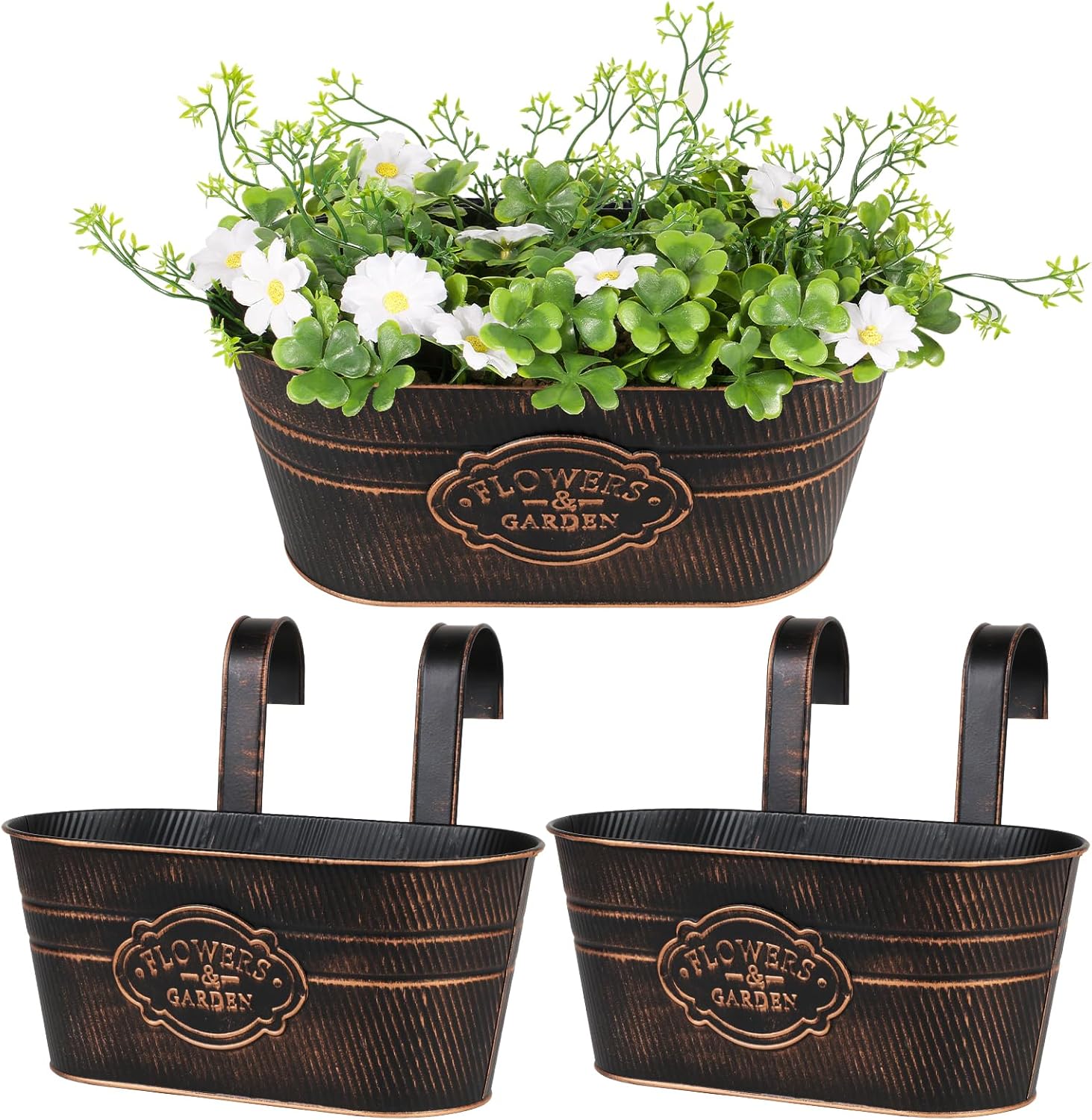 metalowe wiszące doniczki 27 cm Duże wiszące doniczki z dwoma odpinanymi haczykami Dekoracja do ogrodu balkonowego