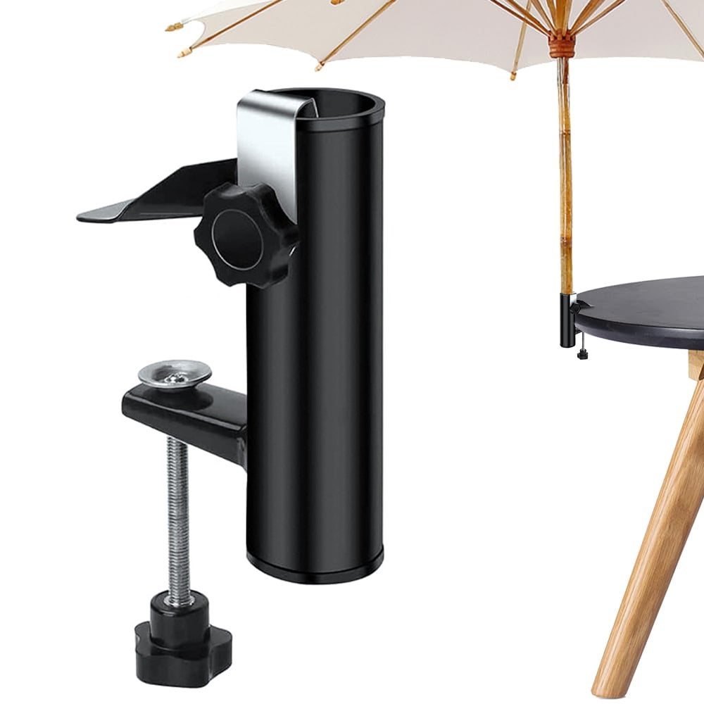 Uchwyt na parasol balkonowy - Zacisk do parasola na balkon - Nie wymaga podstawy parasola - Regulowany do słupków o średnicy 19-38 mm