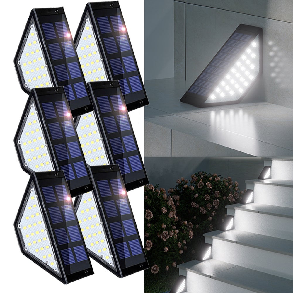 Solarne lampy LED do schodów, wodoodporne oświetlenie zewnętrzne, solarne oświetlenie tarasowe, oświetlenie ganku IP65, zestaw 6 sztuk