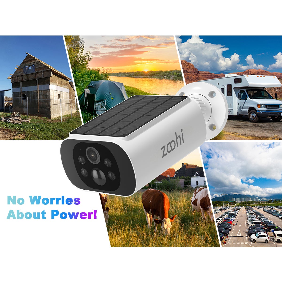 Lot de 2 caméras de surveillance sans fil d'extérieur, à énergie solaire, Wi-Fi double bande, vision nocturne couleur ZOOHI C3 - 10