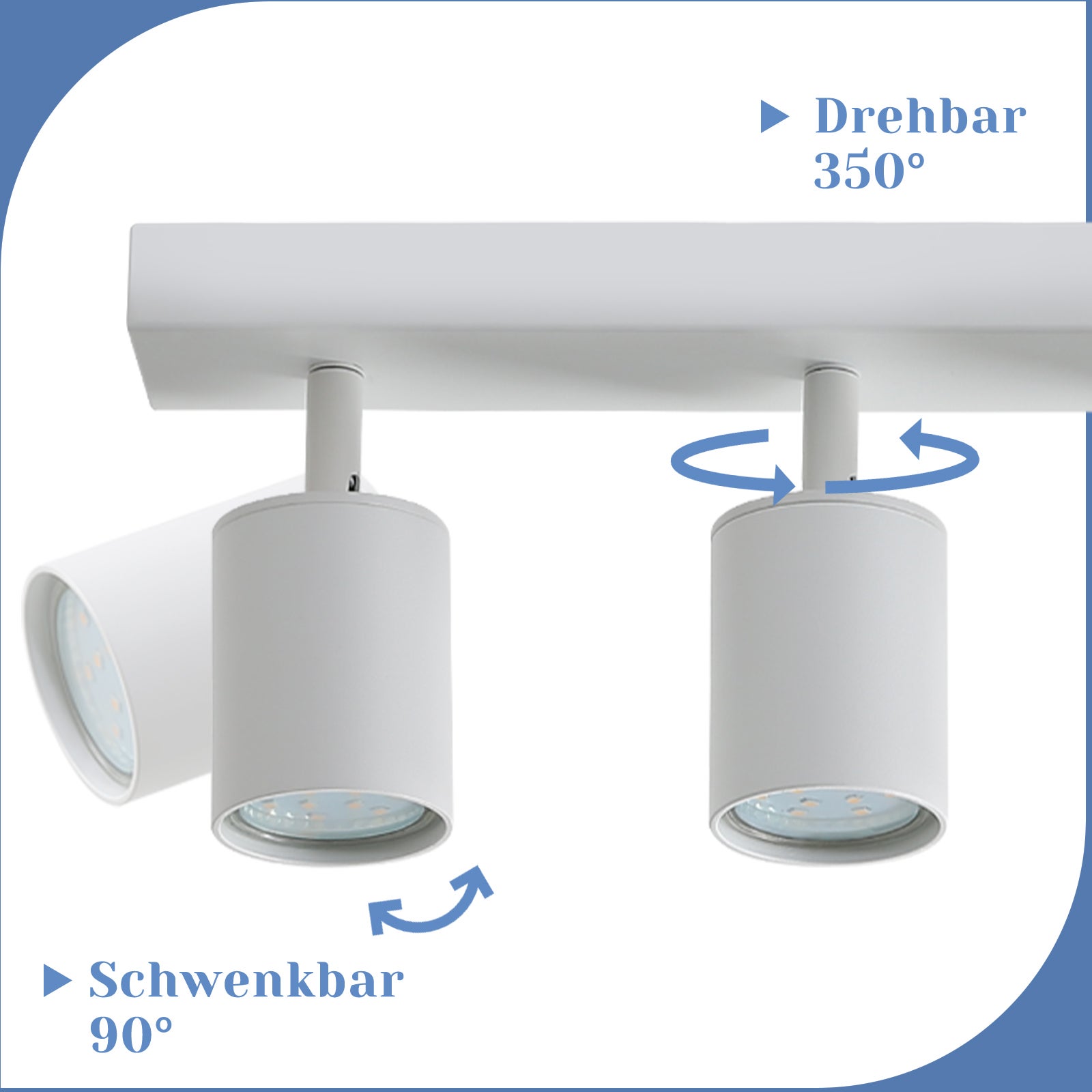 NETTLIFE 6 focos de techo LED GU10 blancos orientables 350° para salón dormitorio cocina sin bombilla - 3