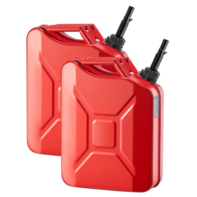Bidon Metal 20 L SucceBuy pour Carburant, Lot 2 avec Bec Verseur, Poignee Ergonomique, Debit Rapide de 6 L/min, Adapte aux Voitures, Motos, UTV, Rouge