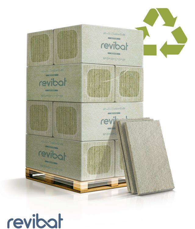 Palette de 60 panneaux en laine de verre 100 % recyclée REVIVER, EP.80mm, 1,2x0,6m, surface 43,2m², R=2,25