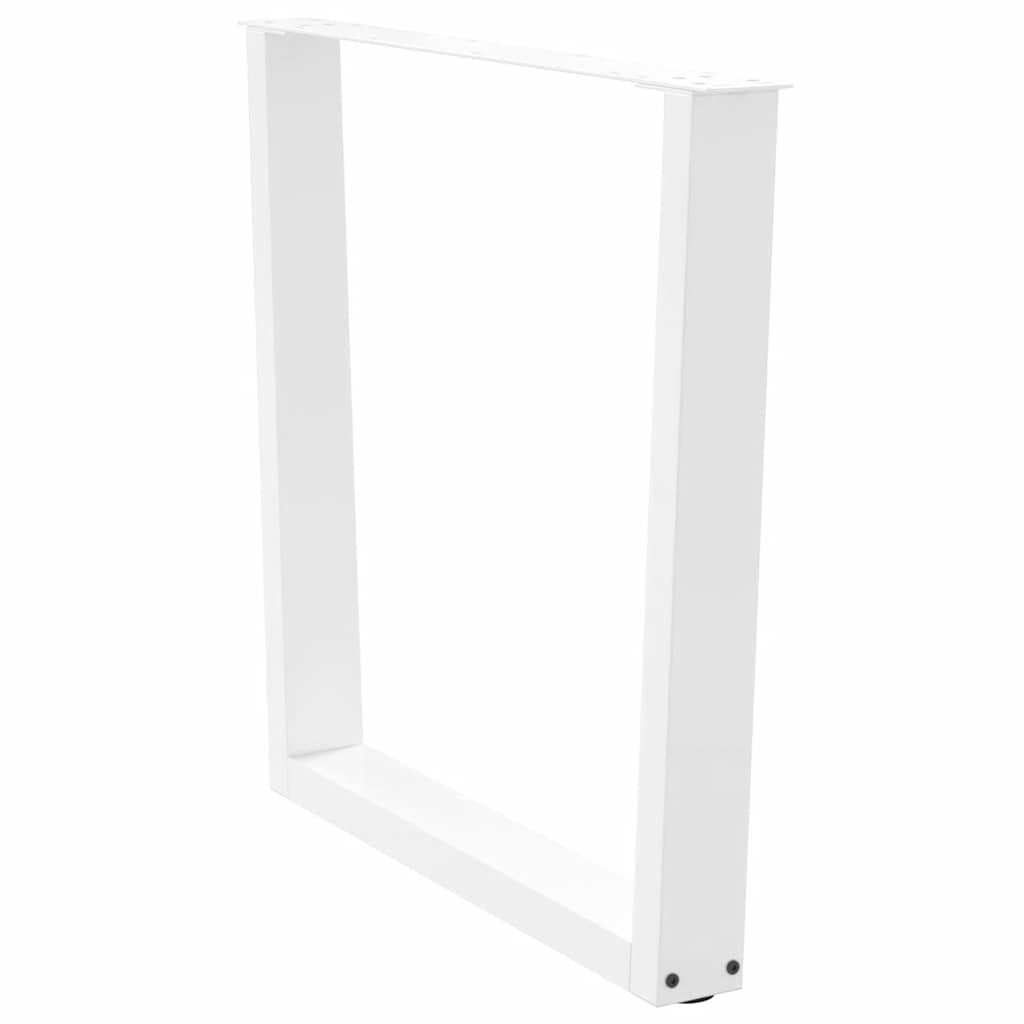 Maison Exclusive - Pieds de table à manger en forme de V, 2 pièces, blanc, 90 x (72-73,3) cm, acier - 4