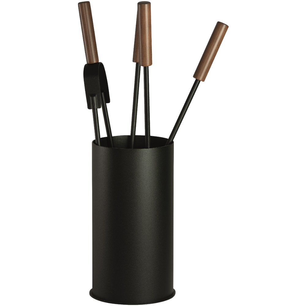 Conjunto de utensilios para chimenea con 4 accesorios velmar edilinox - color negro