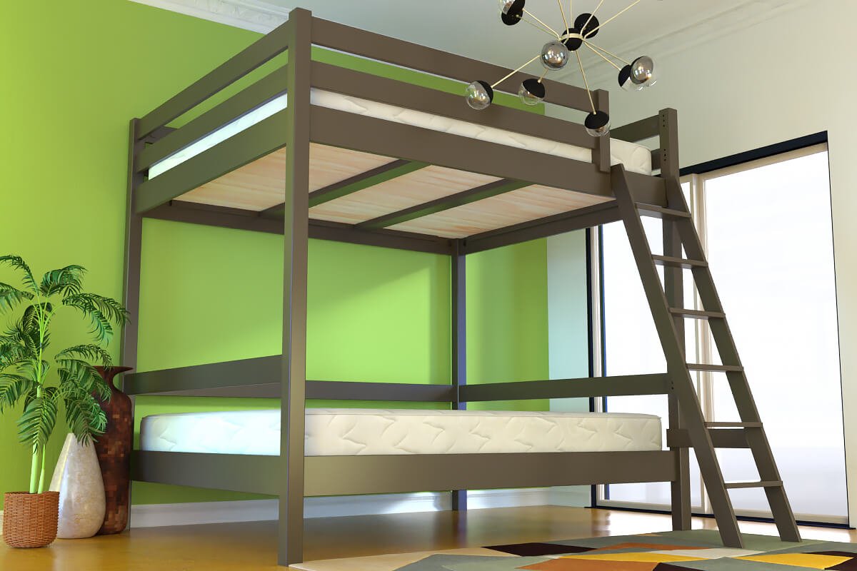 Lit Superposé Adulte Gris 140x200 Cm - Occasion, Structure Tube Métal, Pour Gagner De La Place