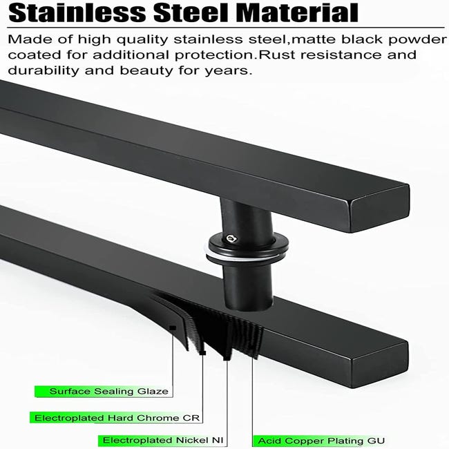 Piastra Porta Push Pull Adesiva 12,7x6,3 Cm - Nero, Per Ufficio, Negozi, Scuole