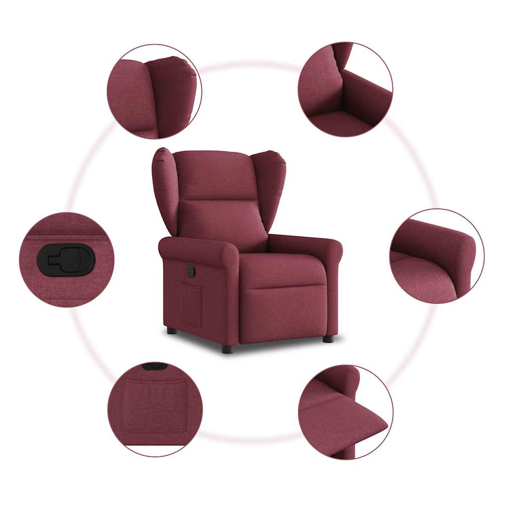 Fauteuil de télévision | Fauteuil inclinable Rouge bordeaux Tissu CFW498807 - 7
