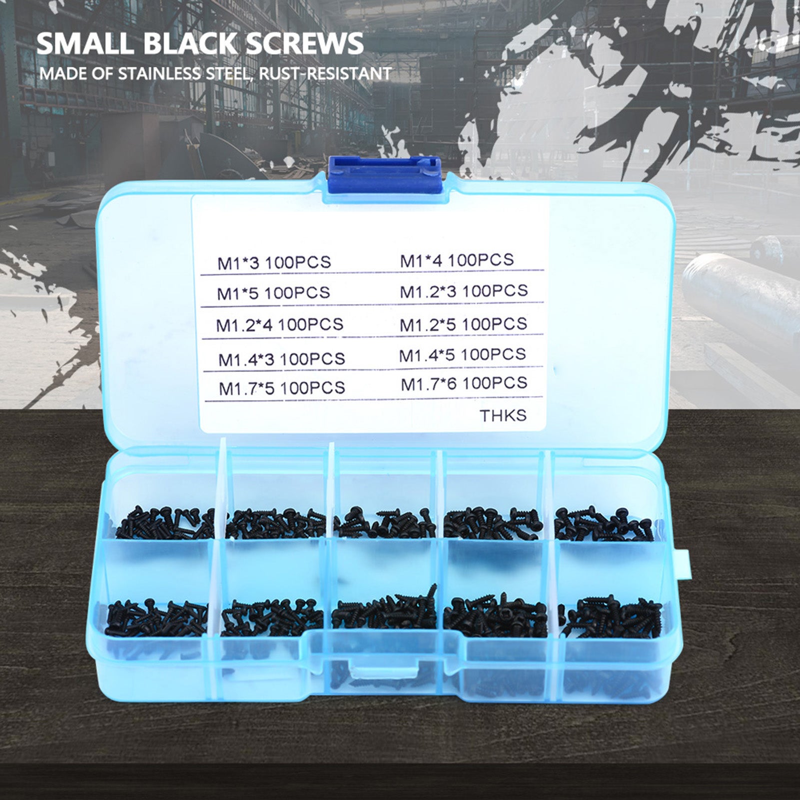 1000 pièces Kit d'assortiment de petites vis à tête cruciforme à tête creuse M1 M1.2 M1.4 M1.7 - 5