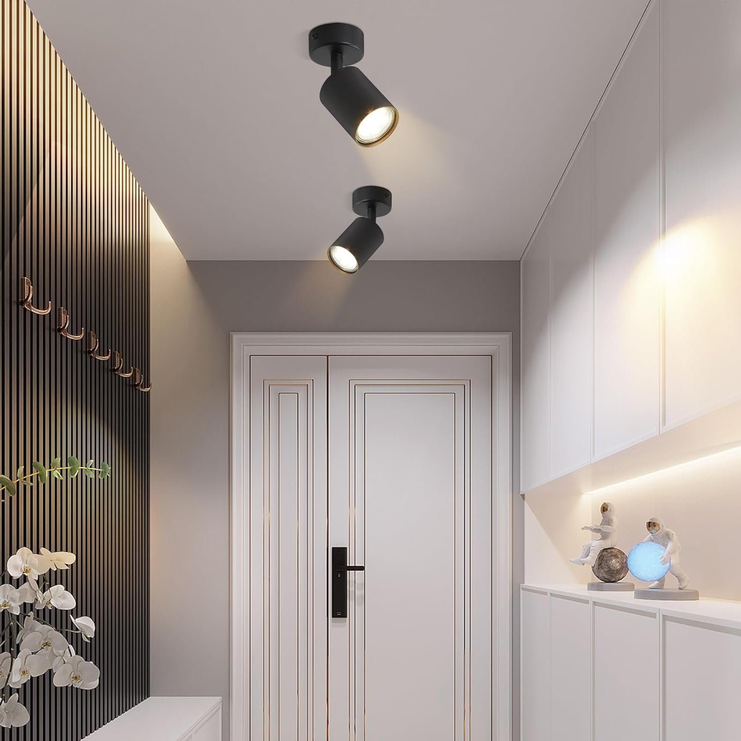 NETTLIFE Foco LED Negro GU10 Giratorio de 330° Lámpara de Pasillo Moderna Aplique de Pared Industrial para Sala de Estar Dormitorio Cocina - 6