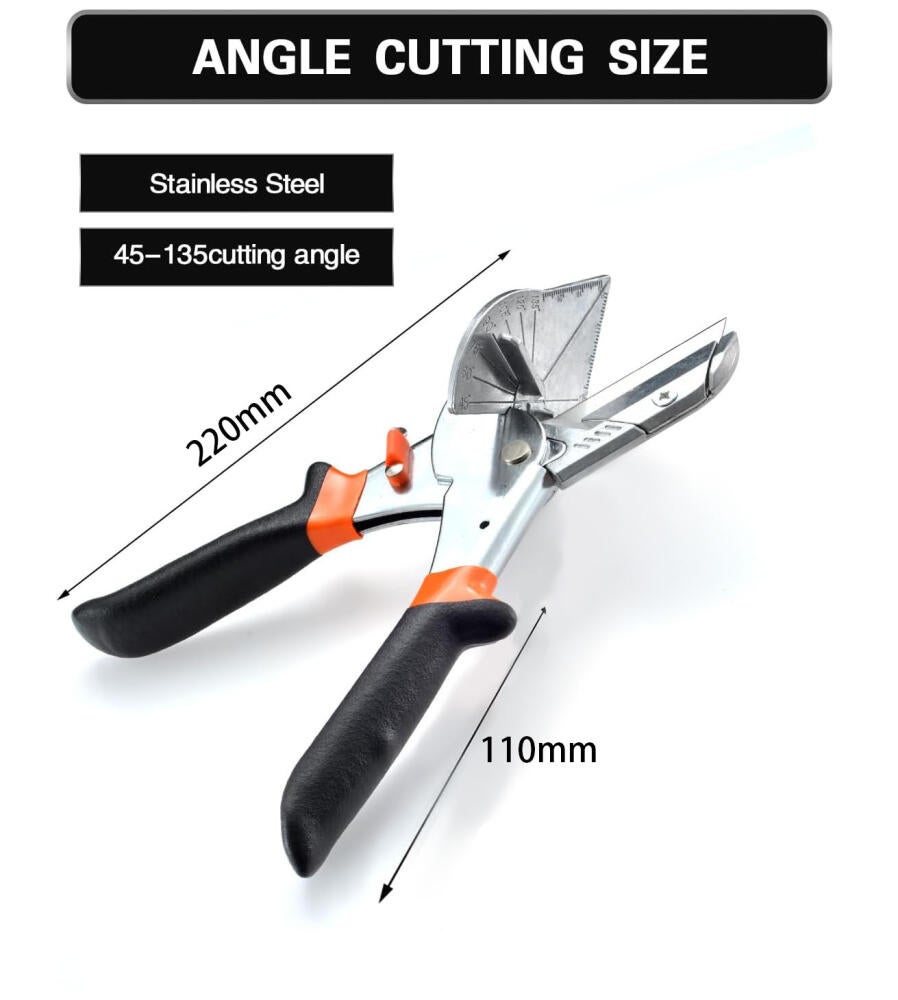Tesoura de esquadria com ângulo de 45°-135°, tesoura multifuncional para corte de tubos de PVC, com 10 lâminas de reposição - 2