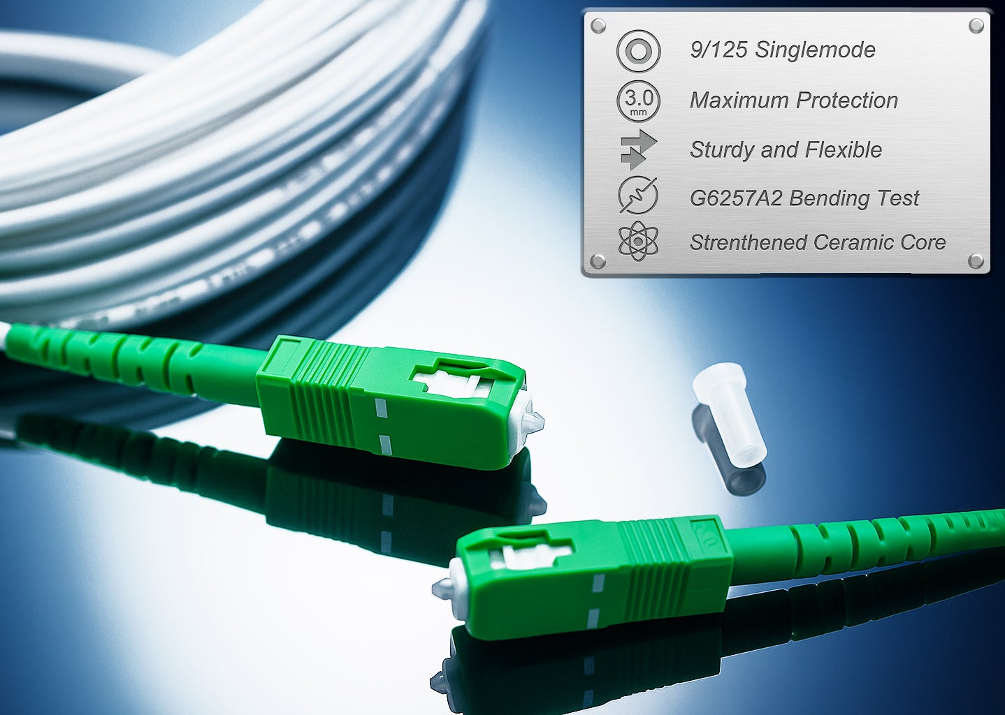 Elfcam® - 15M Cable/Rallonge Fibre Optique (Orange SFR Bouygues) - Jarretiere Simplex Monomode SC-APC a SC-APC - Blindage et Connecteu...c, 15M - 5