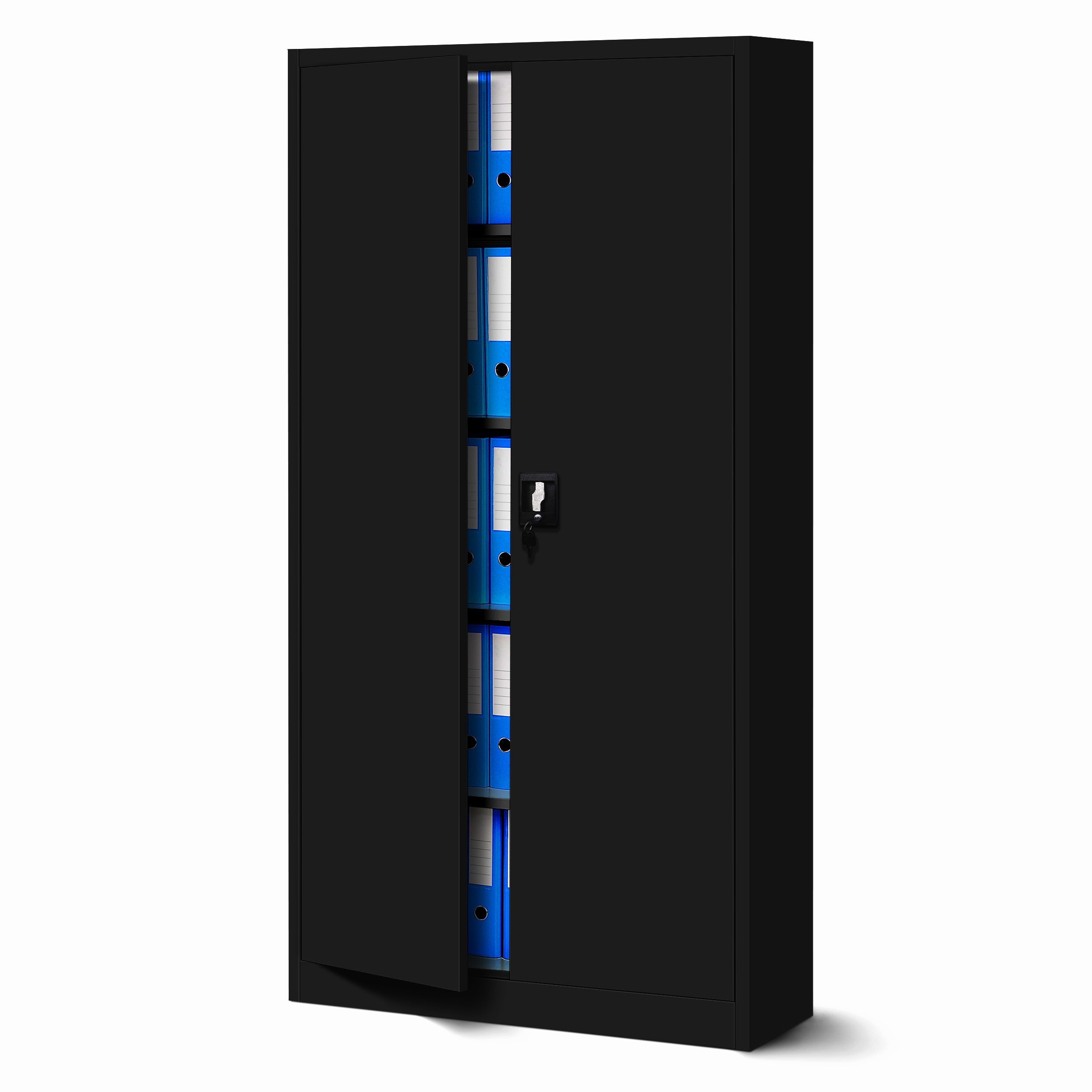 Metalowa Szafa Biurowa z 4 Regulowanymi Półkami 185 x 90 x 40 cm Czarna