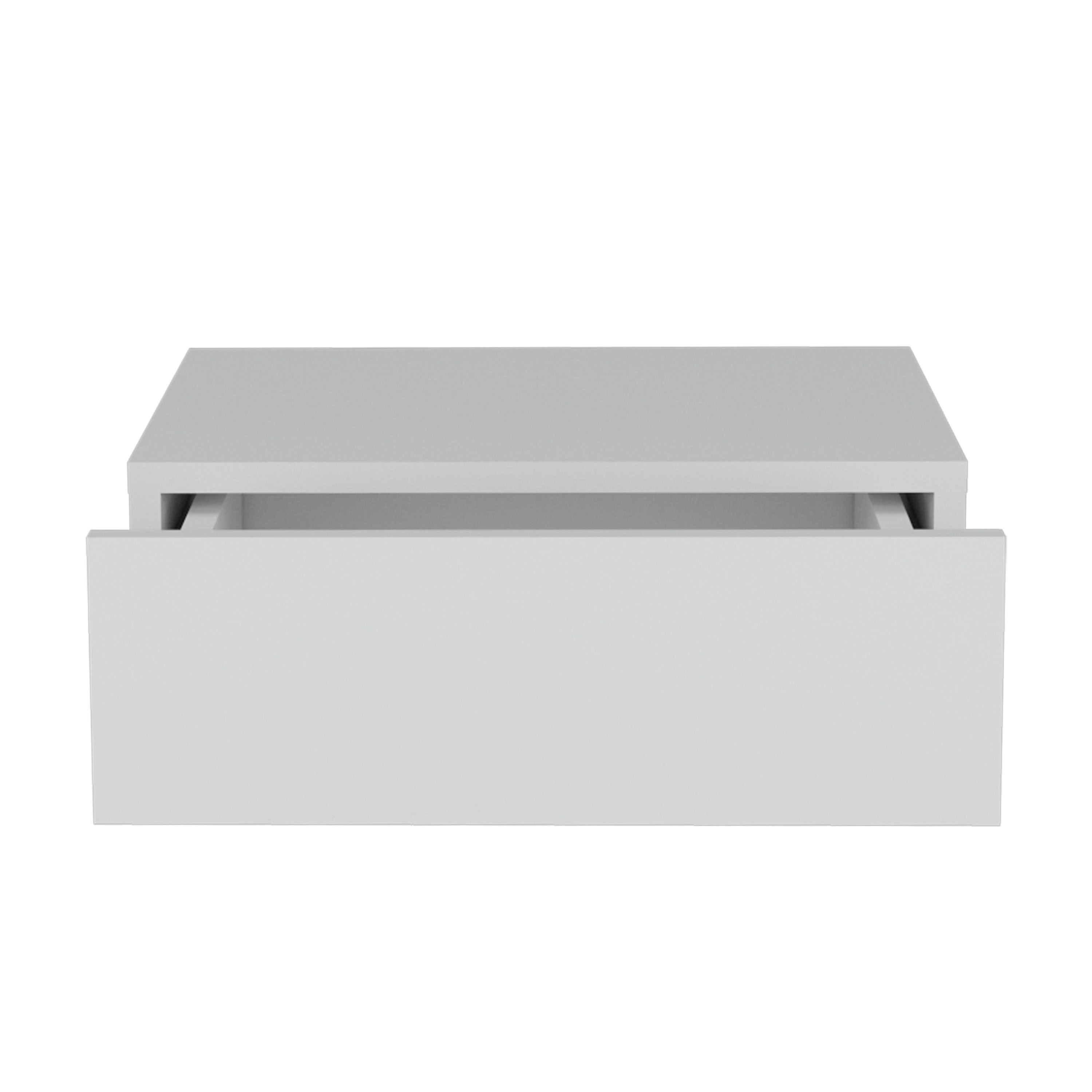 Mesa de noche flotante Milano en melamina con cajon de riel metalico , 12.95 cm X 39.8 cm X 34 cm , Blanco - 4