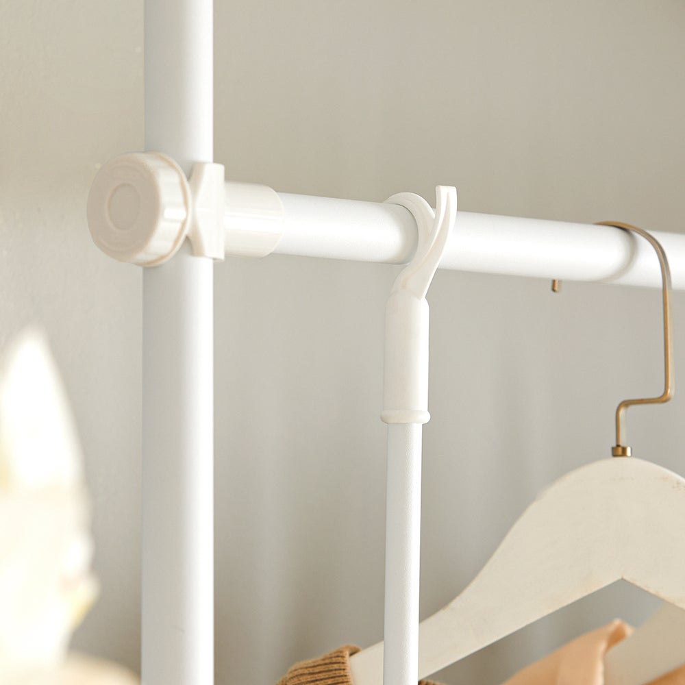 Sobuy Kls07-w Télescope Porte-vêtements Système De Penderie Télescopique Avec 1 Barre 3 Étagères - Blanc - 6