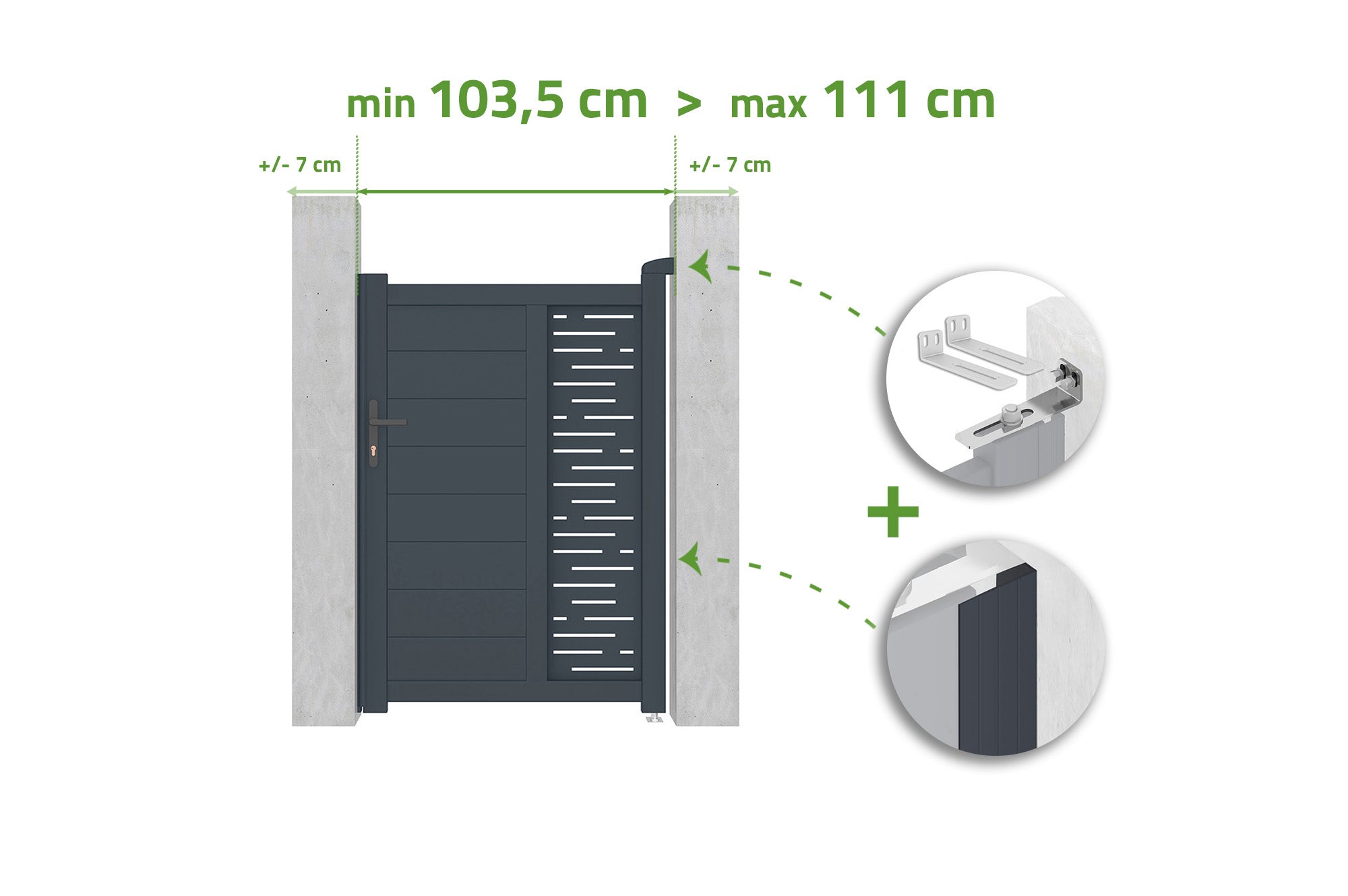 Brama regulowana o szerokości 1m ARLBERG H.140cm szara aluminiowa