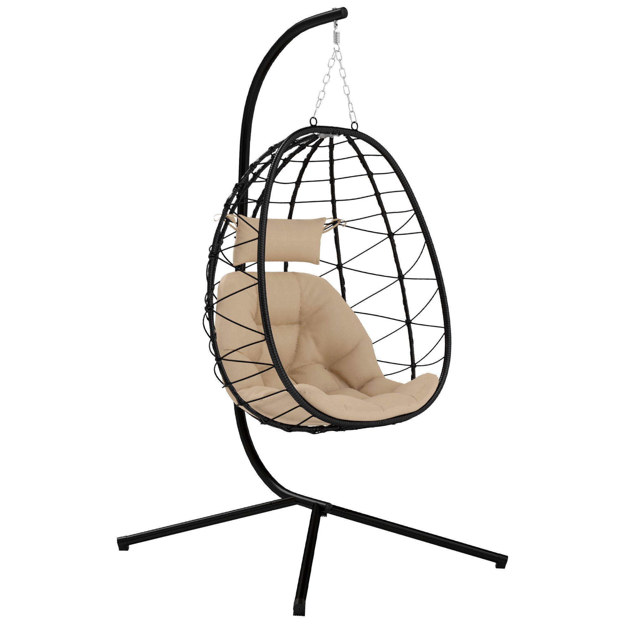 Cadeira Suspensa Outsunny Aço e Poliéster Cáqui 98x95x198 cm - 2