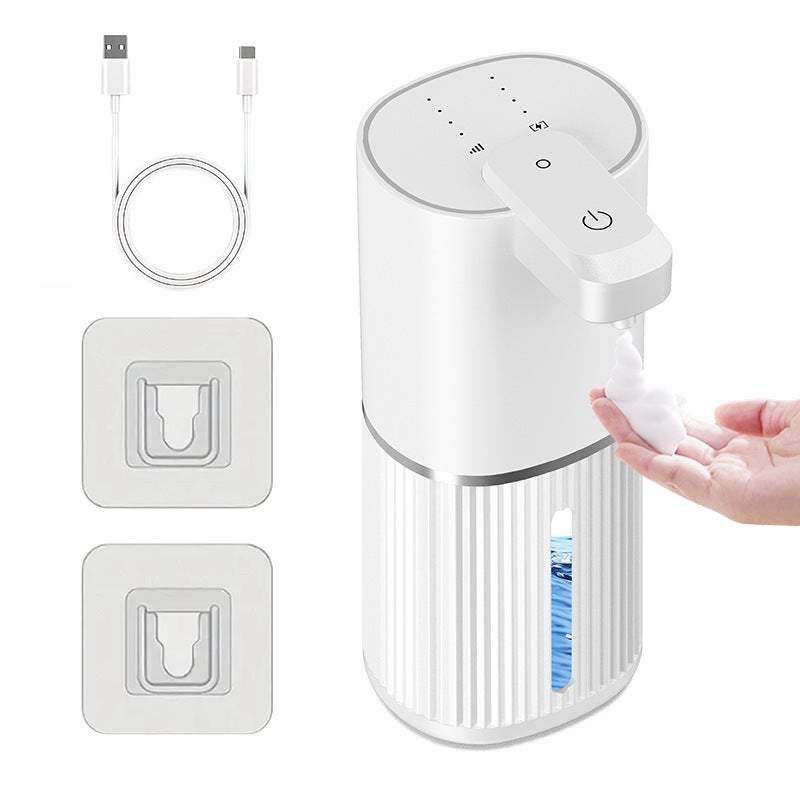 Automatyczny dozownik mydła 380 ml, ładowany przez USB, czujnik podczerwieni, odpowiedni do kuchni i łazienki, biały