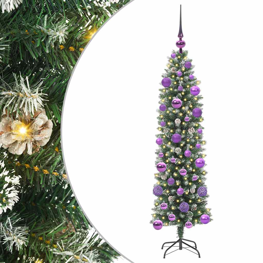 Sztuczne smukłe drzewo bożonarodzeniowe Zielono-biały 120 cm