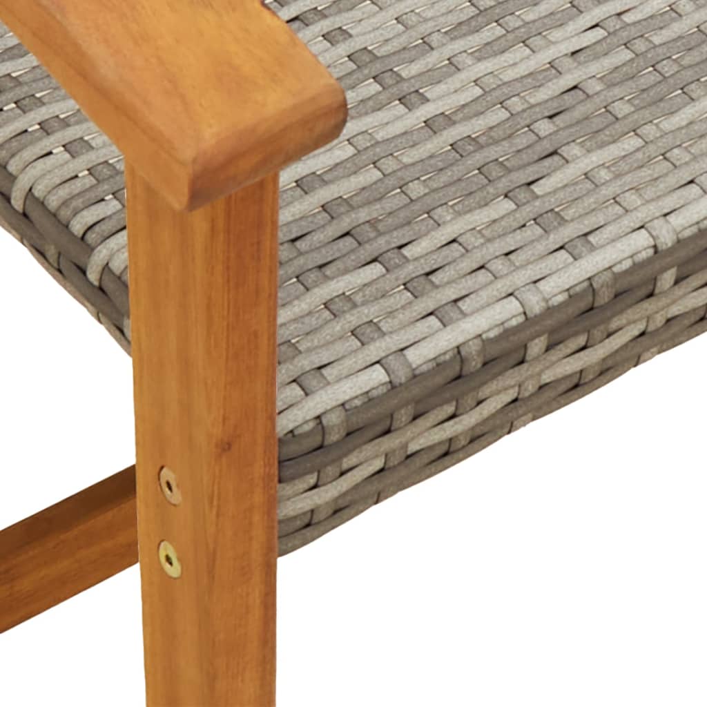 Banc de jardin gris 112 cm résine tressée et bois d'acacia vidaXL - 6