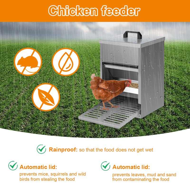 Mangeoire à pédale pour poules 5 kg - Design antidérapant - Résistante aux nuisibles - Fonctionnement automatique. - 4