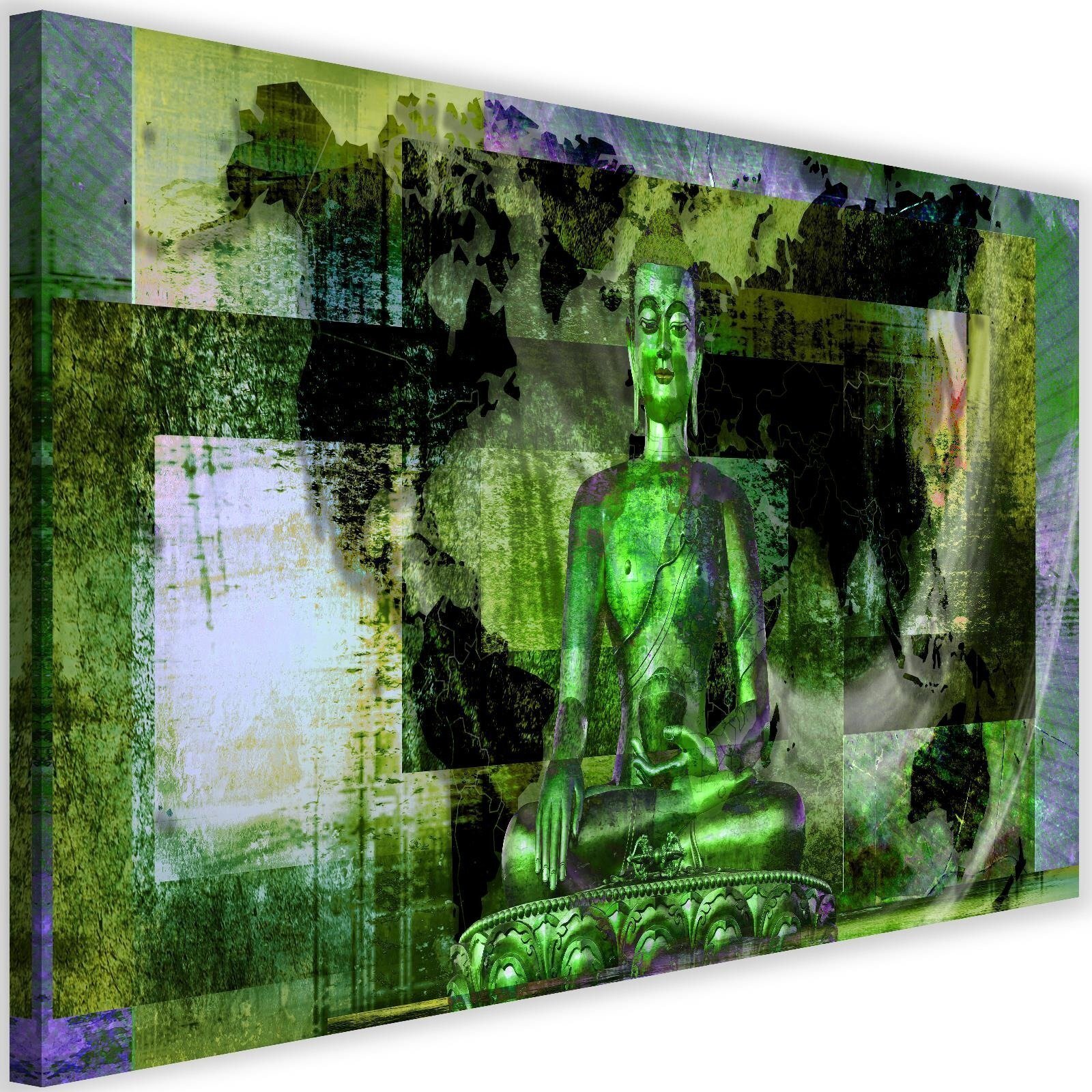 Obraz na płótnie, Budda i abstrakcyjne tło - zielony 90x60