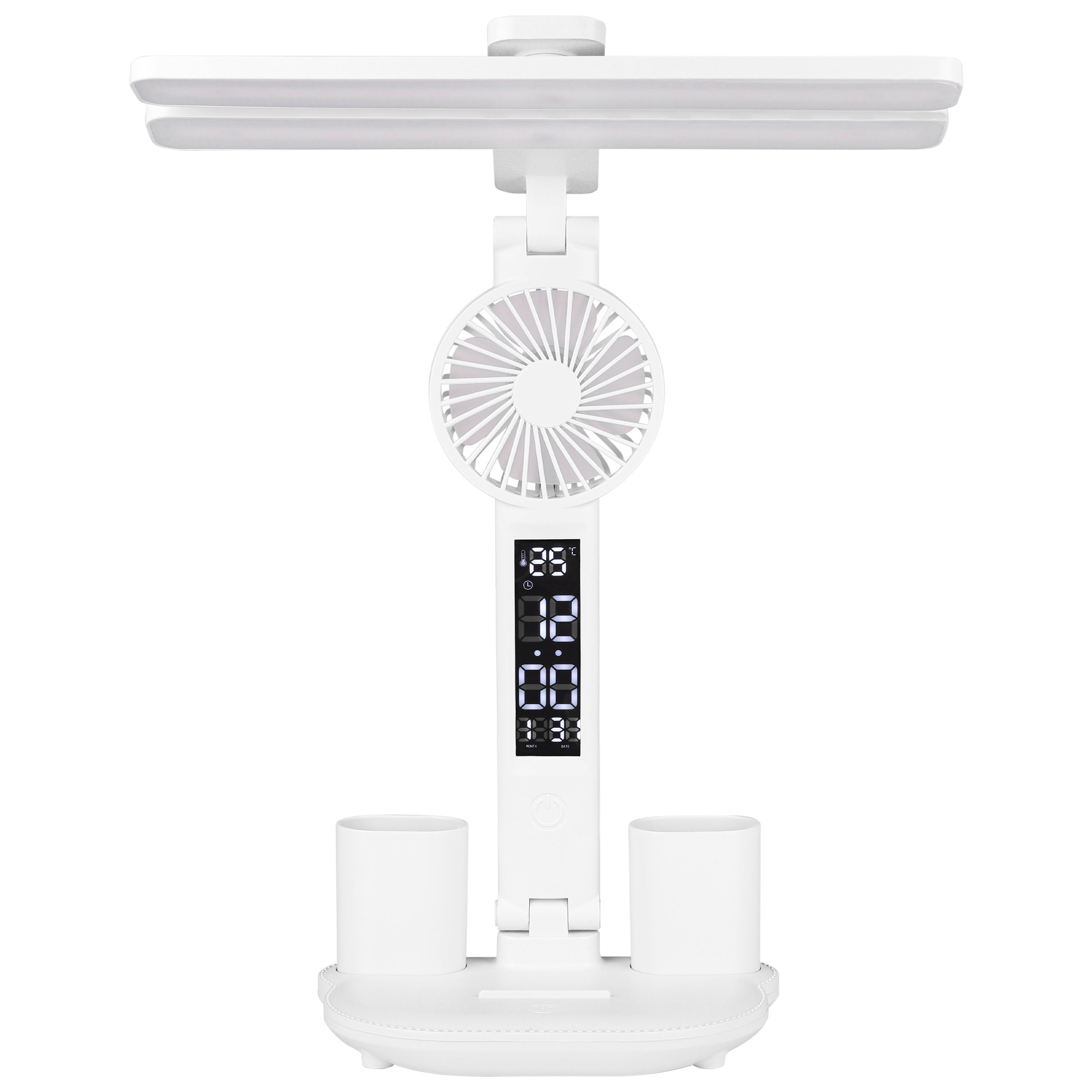 Lampka biurkowa LED Summer 7W 3000-6000K CCT wentylator wyświetlacz zegar biała MasterLED